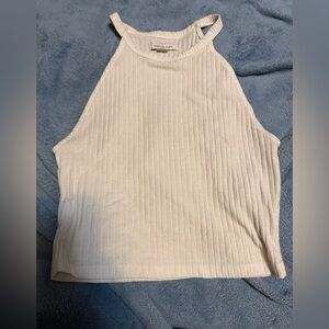 American Eagle Ribbed White Halter Tank Top